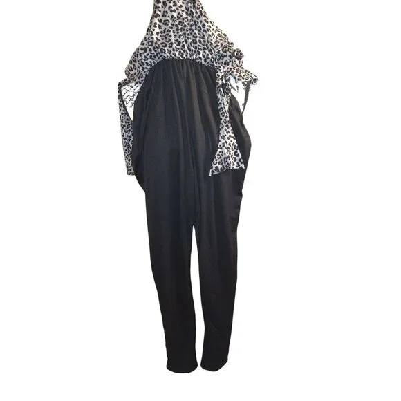 French Atmosphere Womens Leopard Print Long-Sleeve Top L Polyester/Spandex Made - Picture 3 of 12